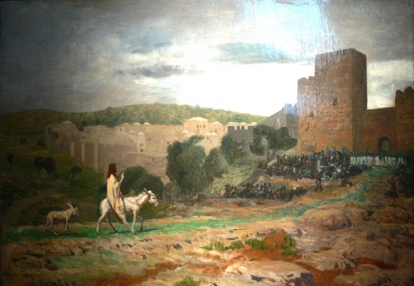 Jesus arriving outside the city of Jerusalem