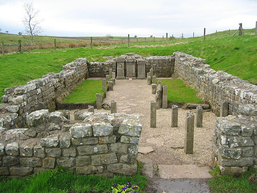 Mithras temple Hadrian wall route UK.jpg